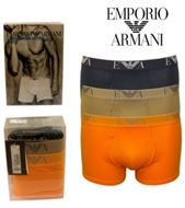3 MENS EMPORIO ARMANI BOXERSHORTS / TRUNKS NAVY/ORANGE/BRONZE